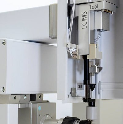 PAL Volumetric LCMS Pump with precision syringe modules and metal components for automated sample handling