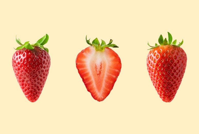 Strawberries in front of a a yellow background, representative of the various food and food safety applications.