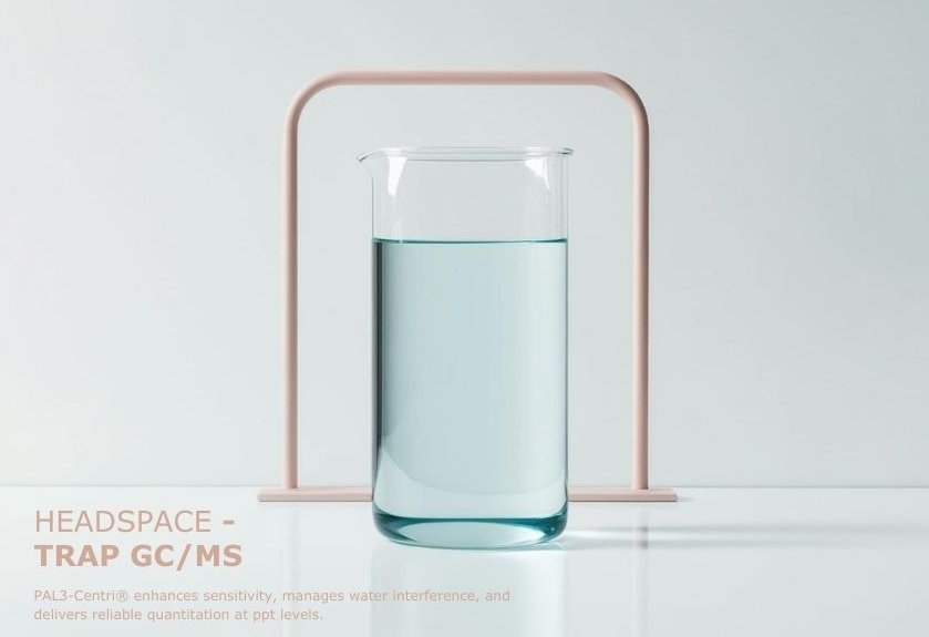 A minimalistic and soft colored water sample waiting for analysis via Headspace - Trap GC/MS