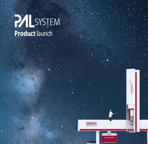 A PAL RTC autosampler equipped with the new V-ITEX module for automated headspace extraction, set against a starry background symbolizing innovation.