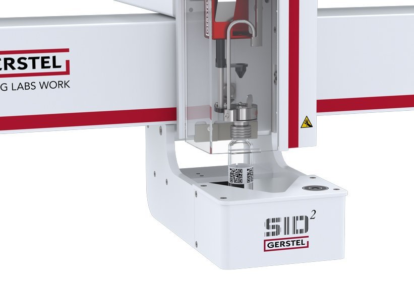 Automated laboratory system performing a Sequence by Barcode process with precision sampling equipment.